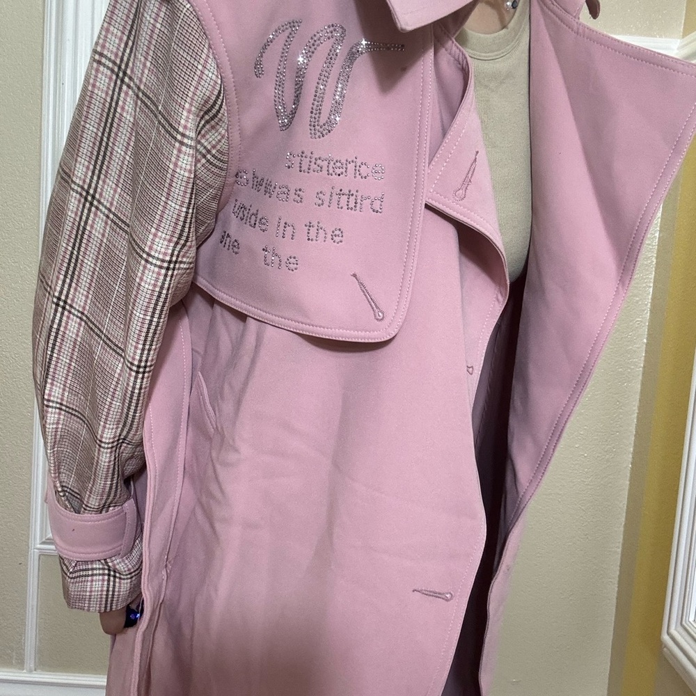 Trench coat,pink trench coat, designer trench coat - Picture 5 of 14